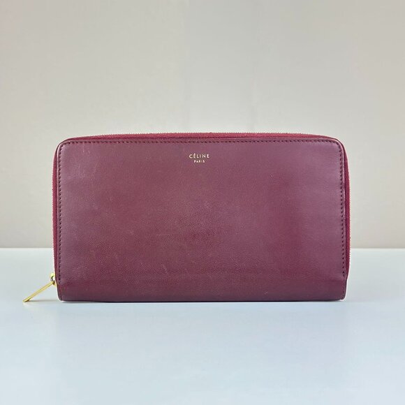 Celine Burgundy Leather Large Wallet - Picture 1 of 7